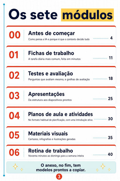 Curso prático de IA para recursos educativos — página interior