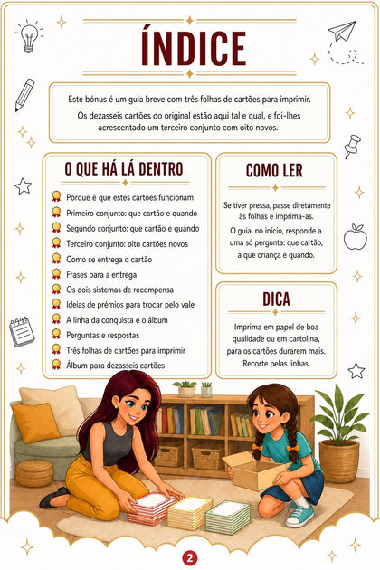 Cartões de recompensa — página interior
